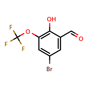 Chemical structure of 5-Bromo-2-hydroxy-3-(trifluoromethoxy)benzaldehyde , CAS 497959-32-7, AChemBlock AD257891