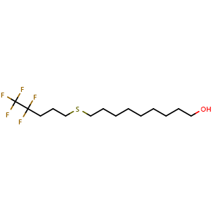 Chemical structure of 9-[(4,4,5,5,5-Pentafluoropentyl)thio]nonanol , CAS 511545-94-1, AChemBlock AD257901