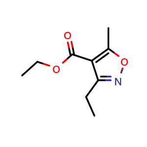 Chemical structure of Ethyl 3-ethyl-5-methylisoxazole-4-carboxylate , CAS 53064-41-8, AChemBlock AD257920