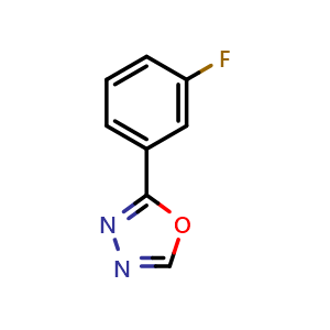 Chemical structure of 2-(3-Fluoro-phenyl)-[1,3,4]oxadiazole , CAS 5378-32-5, AChemBlock AD257925