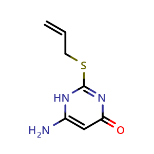 Chemical structure of 6-Amino-2-(prop-2-en-1-ylsulfanyl)pyrimidin-4(3H)-one , CAS 57939-40-9, AChemBlock AD257971