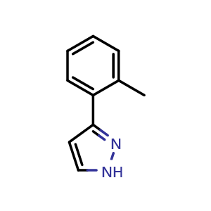 Chemical structure of 3-(2-Methylphenyl)-1H-pyrazole , CAS 59843-49-1, AChemBlock AD257989