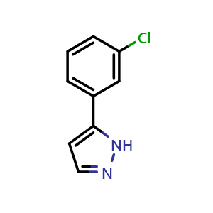 Chemical structure of 5-(3-Chlorophenyl)-1H-pyrazole , CAS 59843-69-5, AChemBlock AD257991