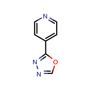 Chemical structure of 2-(Pyridin-4-yl)-1,3,4-oxadiazole , CAS 64001-70-3, AChemBlock AD258019
