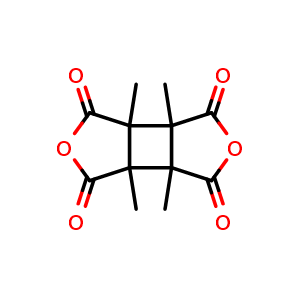 Chemical structure of 1,2,3,4-Tetramethyl-1,2,3,4-cyclobutanetetracarboxylic dianhydride , CAS 64198-16-9, AChemBlock AD258020