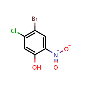 Chemical structure of 4-Bromo-5-chloro-2-nitro-phenol , CAS 65001-78-7, AChemBlock AD258031