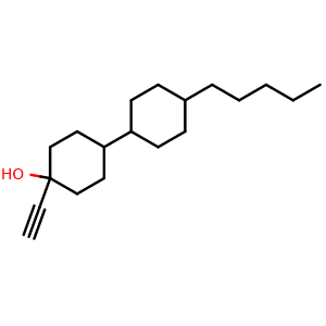 Chemical structure of 1-Ethynyl-4-(4-pentylcyclohexyl)cyclohexanol , CAS 6615-24-3, AChemBlock AD258042