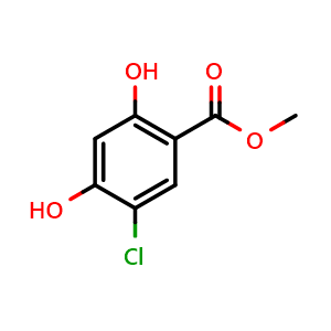 Chemical structure of Methyl 3-chloro-4,6-dihydroxybenzoate , CAS 67828-69-7, AChemBlock AD258054