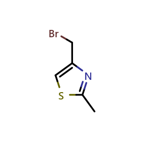Chemical structure of 4-(Bromomethyl)-2-methylthiazole , CAS 74704-39-5, AChemBlock AD258086