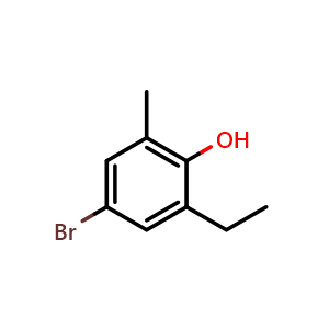 Chemical structure of 4-Bromo-2-ethyl-6-methylphenol , CAS 7564-39-8, AChemBlock AD258095