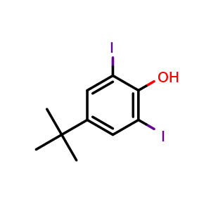 Chemical structure of 4-(tert-Butyl)-2,6-diiodophenol , CAS 75908-75-7, AChemBlock AD258099