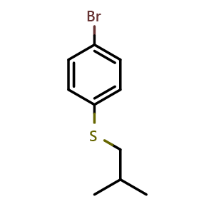 Chemical structure of (4-Bromophenyl)(isobutyl)sulfane , CAS 76542-18-2, AChemBlock AD258102