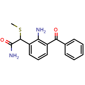 Chemical structure of 2-Amino-3-benzoyl-alpha-(methylthio)benzeneacetamide , CAS 78281-61-5, AChemBlock AD258111