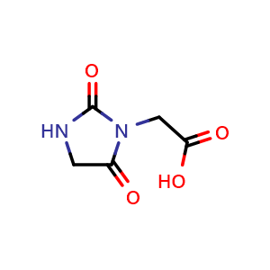 Chemical structure of 2-(2,5-Dioxoimidazolidin-1-yl)acetic acid , CAS 80258-94-2, AChemBlock AD258124