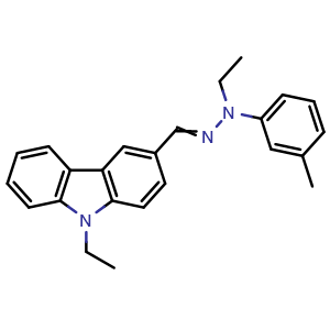 Chemical structure of 9-Ethylcarbazole-3-carboxaldehyde N-ethyl-N-(m-tolyl)hydrazone , CAS 81380-24-7, AChemBlock AD258129