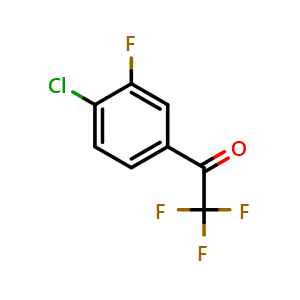 Chemical structure of 1-(4-Chloro-3-fluorophenyl)-2,2,2-trifluoroethanone , CAS 845823-15-6, AChemBlock AD258145