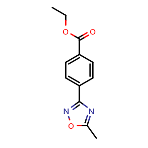 Chemical structure of Ethyl 4-(5-methyl-1,2,4-oxadiazol-3-yl)benzoate , CAS 850375-01-8, AChemBlock AD258148