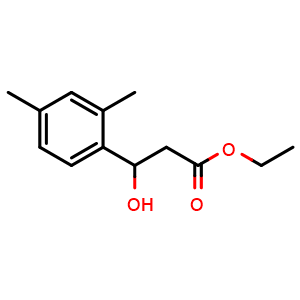 Chemical structure of Ethyl 3-(2,4-dimethylphenyl)-3-hydroxypropanoate , CAS 858785-69-0, AChemBlock AD258160