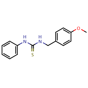 Chemical structure of N-(4-methoxybenzyl)-N'-phenylthiourea , CAS 86884-98-2, AChemBlock AD258169