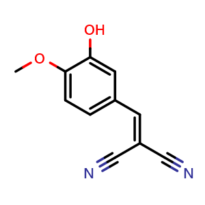 Chemical structure of 2-[(3-hydroxy-4-methoxyphenyl)methylidene]propanedinitrile , CAS 89607-58-9, AChemBlock AD258193