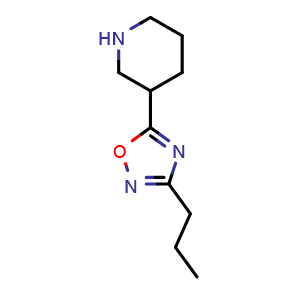 Chemical structure of 3-(3-Propyl-1,2,4-oxadiazol-5-yl)piperidine , CAS 902837-18-7, AChemBlock AD258200