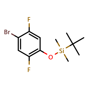 Chemical structure of 1-Bromo-4-[[(1,1-dimethylethyl)dimethylsilyl]oxy]-2,5-difluorobenzene , CAS 918523-98-5, AChemBlock AD258209