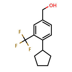 Chemical structure of (4-Cyclopentyl-3-(trifluoromethyl)phenyl)methanol , CAS 957205-39-9, AChemBlock AD258225