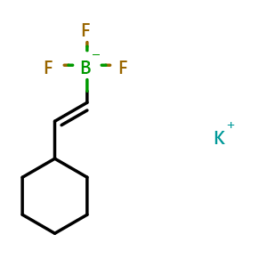 Chemical structure of Potassium (E)-(2-cyclohexylvinyl)trifluoroborate , CAS 1005201-61-5, AChemBlock AD258240