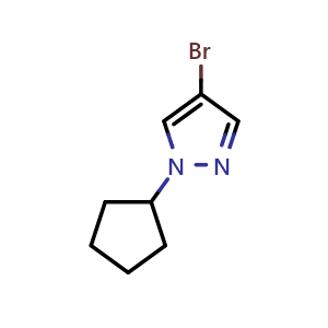 Chemical structure of 4-Bromo-1-cyclopentyl-1H-pyrazole , CAS 1012880-01-1, AChemBlock AD258251