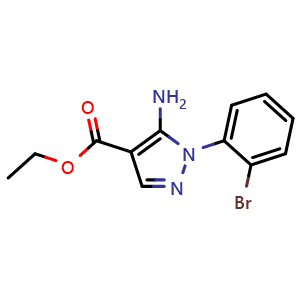 Chemical structure of Ethyl 5-amino-1-(2-bromophenyl)-1H-pyrazole-4-carboxylate , CAS 1019009-68-7, AChemBlock AD258260