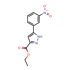 Chemical structure of Ethyl 5-(3-nitrophenyl)-1H-pyrazole-3-carboxylate , CAS 1025724-57-5, AChemBlock AD258267