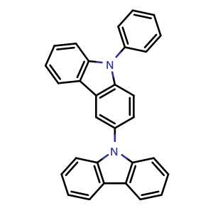 Chemical structure of 9-Phenyl-9H-3,9'-bicarbazole , CAS 1026033-51-1, AChemBlock AD258268