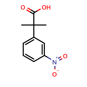 Chemical structure of 2-Methyl-2-(3-nitrophenyl)propanoic acid , CAS 103204-32-6, AChemBlock AD258274