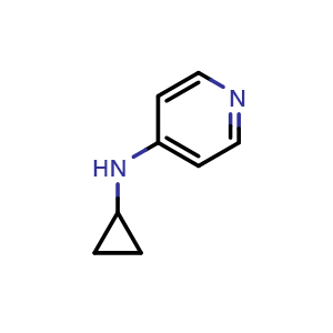 Chemical structure of N-cyclopropylpyridin-4-amine , CAS 1036598-73-8, AChemBlock AD258277