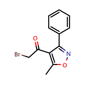 Chemical structure of 4-(Bromoacetyl)-5-methyl-3-phenylisoxazole , CAS 104777-39-1, AChemBlock AD258288
