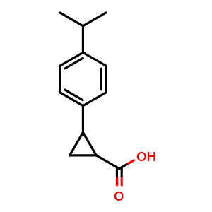 Chemical structure of 2-[4-(Propan-2-yl)phenyl]cyclopropane-1-carboxylic acid , CAS 1048919-66-9, AChemBlock AD258291