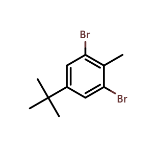 Chemical structure of 1,3-Dibromo-5-(tert-Butyl)-2-methylbenzene , CAS 108545-81-9, AChemBlock AD258310