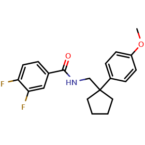 Chemical structure of 3,4-Difluoro-N-{[1-(4-methoxyphenyl)cyclopentyl]methyl}benzamide , CAS 1091474-27-9, AChemBlock AD258313