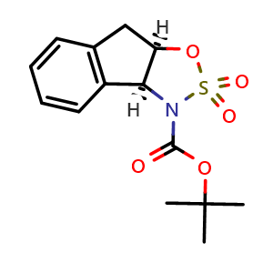 Chemical structure of (4S,5R)-3,3a,8,8a-Tetrahydroindeno[1,2-d]-1,2,3-oxathiazole-2,2-dioxide-3-carboxylic acid t-butyl ester , CAS 1091606-66-4, AChemBlock AD258314