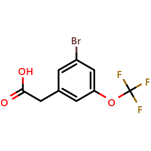 Chemical structure of 3-Bromo-5-(trifluoromethoxy)phenylacetic acid , CAS 1092461-35-2, AChemBlock AD258317