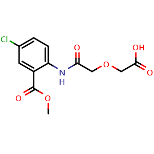 Chemical structure of 2-(2-((4-Chloro-2-(methoxycarbonyl)phenyl)amino)-2-oxoethoxy)acetic acid , CAS 1103929-71-0, AChemBlock AD258327