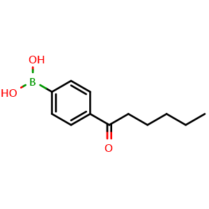 Chemical structure of 4-Hexanoylphenylboronic acid , CAS 1106677-24-0, AChemBlock AD258328
