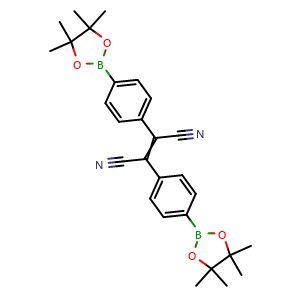 Chemical structure of 2,3-Bis(4-(4,4,5,5-tetramethyl-1,3,2-dioxaborolan-2-yl)phenyl)but-2-enedinitrile , CAS 1116122-64-5, AChemBlock AD258332