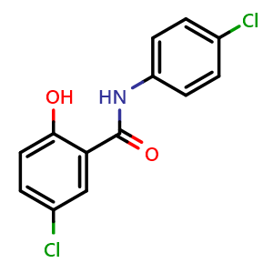 Chemical structure of 5-Chloro-N-(4-chlorophenyl)-2-hydroxy-benzamide , CAS 1147-98-4, AChemBlock AD258353