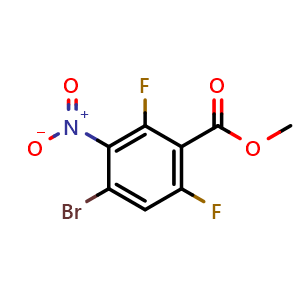 Chemical structure of Methyl 4-bromo-2,6-difluoro-3-nitrobenzoate , CAS 1160683-37-3, AChemBlock AD258362