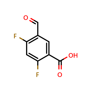 Chemical structure of 2,4-Difluoro-5-formylbenzoic acid , CAS 1162674-68-1, AChemBlock AD258363