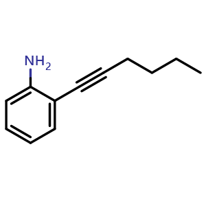 Chemical structure of 2-(Hex-1-yn-1-yl)aniline , CAS 116491-50-0, AChemBlock AD258364
