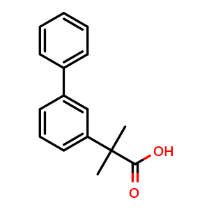 Chemical structure of 2-methyl-2-(3-phenylphenyl)propanoic acid , CAS 1181608-88-7, AChemBlock AD258378