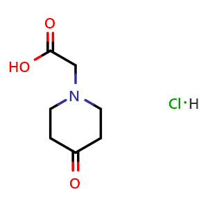 Chemical structure of (4-Oxo-piperidin-1-yl)-acetic acid hydrochloride , CAS 1185300-59-7, AChemBlock AD258380