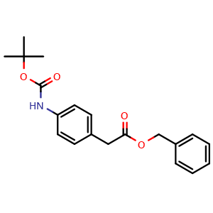 Chemical structure of Benzyl 2-(4-((tert-butoxycarbonyl)amino)phenyl)acetate , CAS 1185571-27-0, AChemBlock AD258382